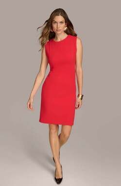 Donna Karan New York Red Sleeveless Princess Seam Sheath Dress